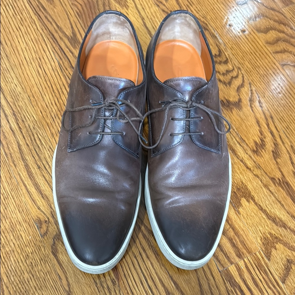 Brown Leather Men's Shoes Santoni size 10.5 dress shoes